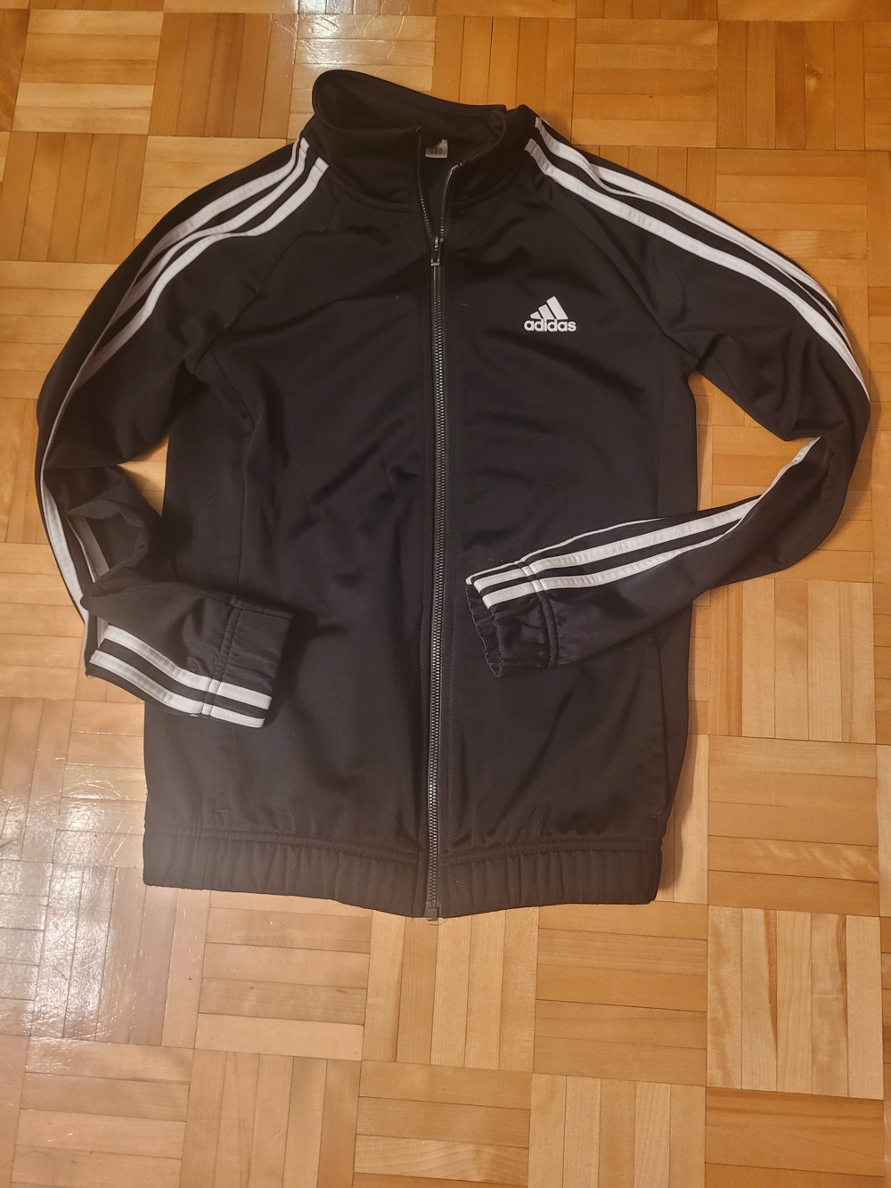 adidas Black Track Jacket with White Three-Stripe Detail